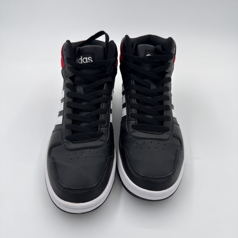 Adidas Hoops 2.0 Mid Core Black White & Scarlet Size 9